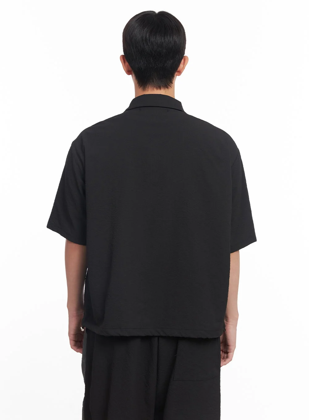Men's Zip-Up Collared Half-Sleeve Shirt IY520 - Image 8