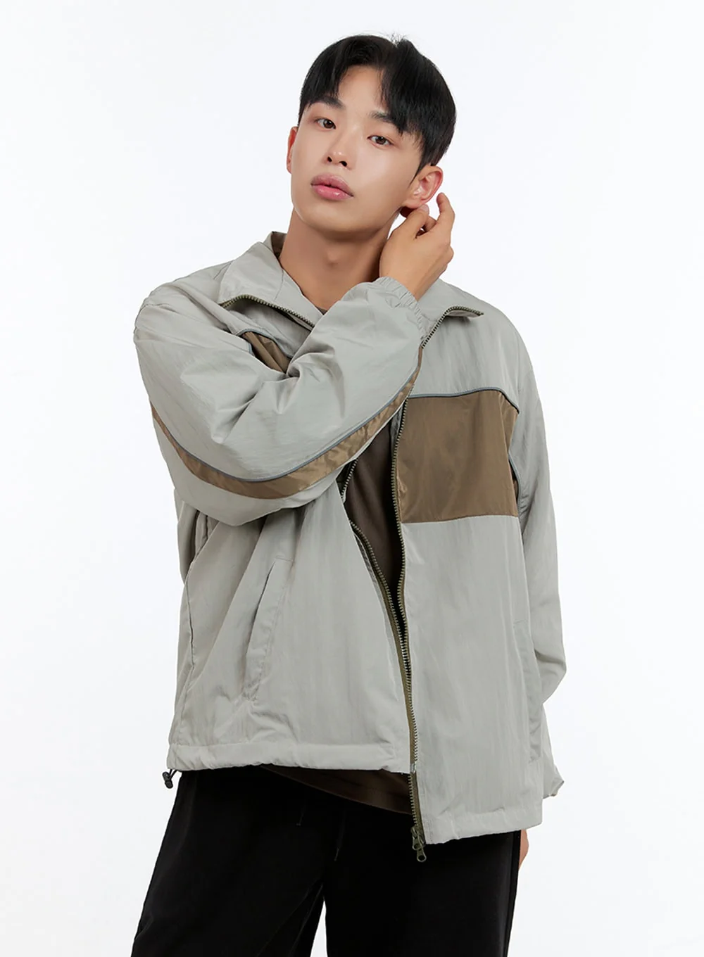 Men's Zip-Up Nylon Wind Jacket IS412 - Image 3