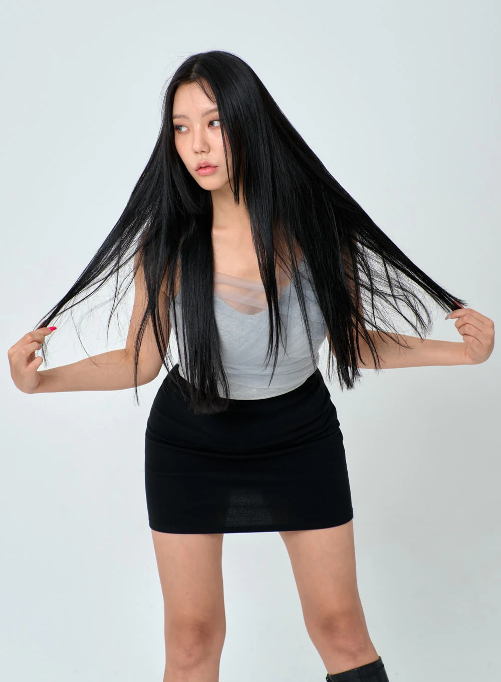 Mesh Detail Crop Sleeveless Top IN25 - Image 4
