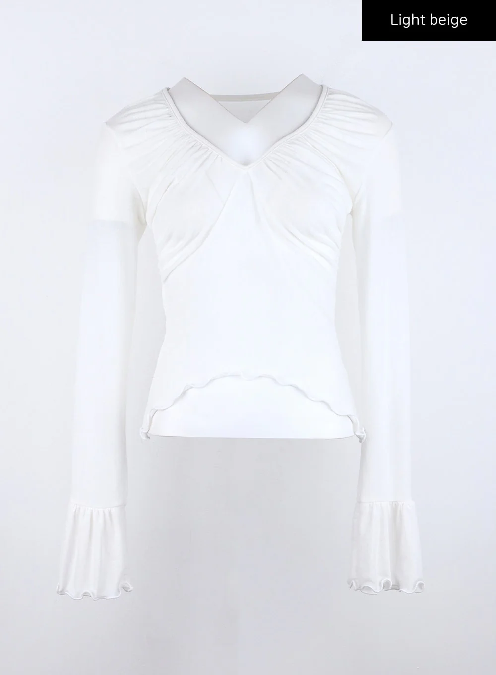 Mesh V-Neck Shirred Crop Top CO327 - Image 11