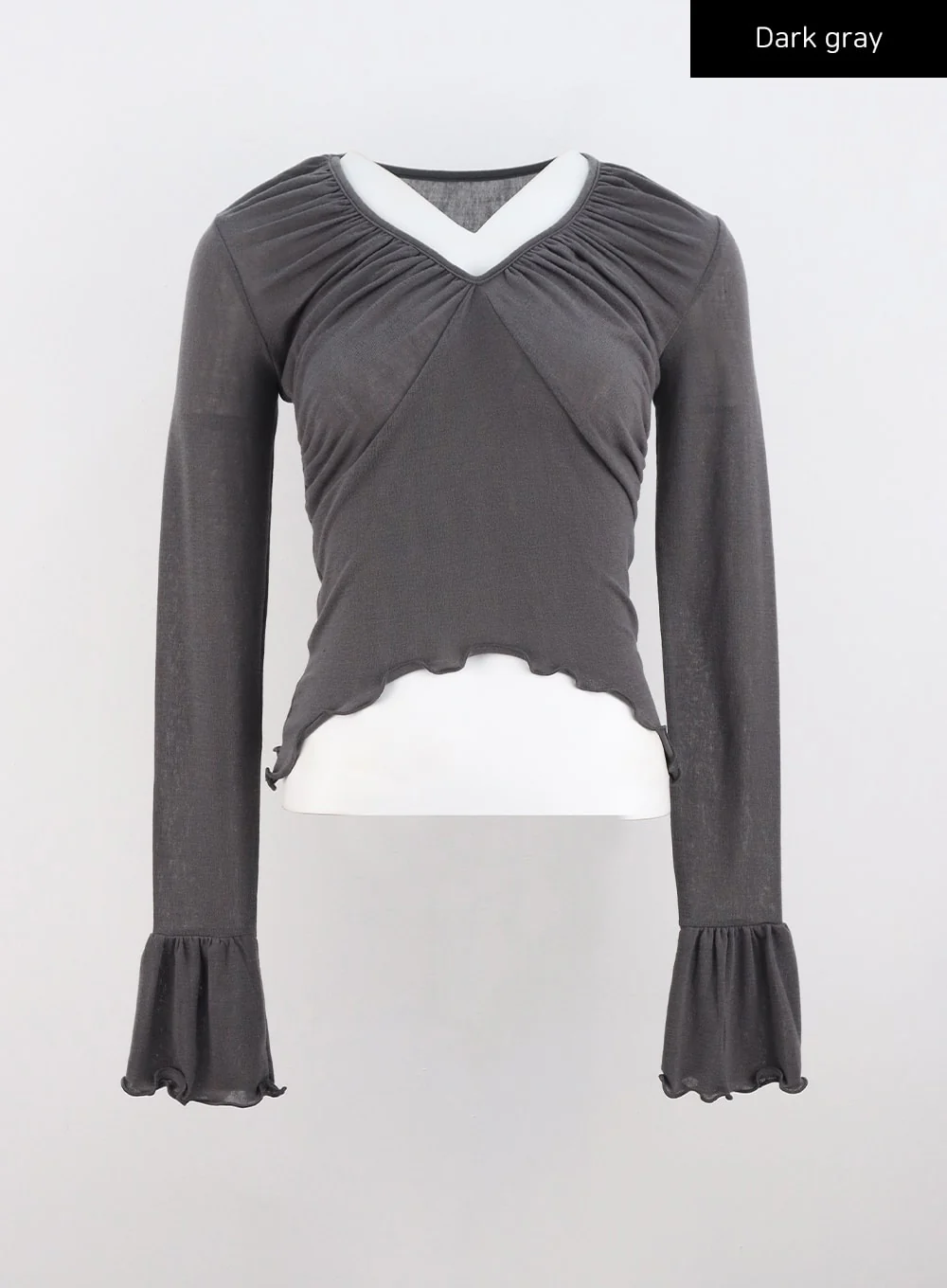 Mesh V-Neck Shirred Crop Top CO327 - Image 13