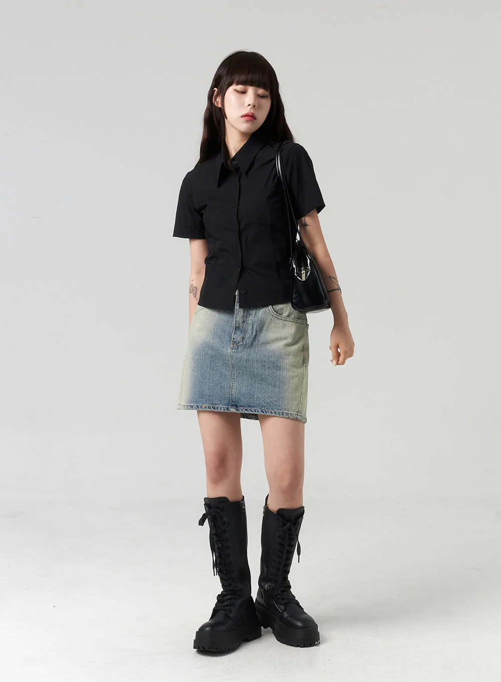 Mid-Rise Denim Mini Skirt CL318 - Image 8