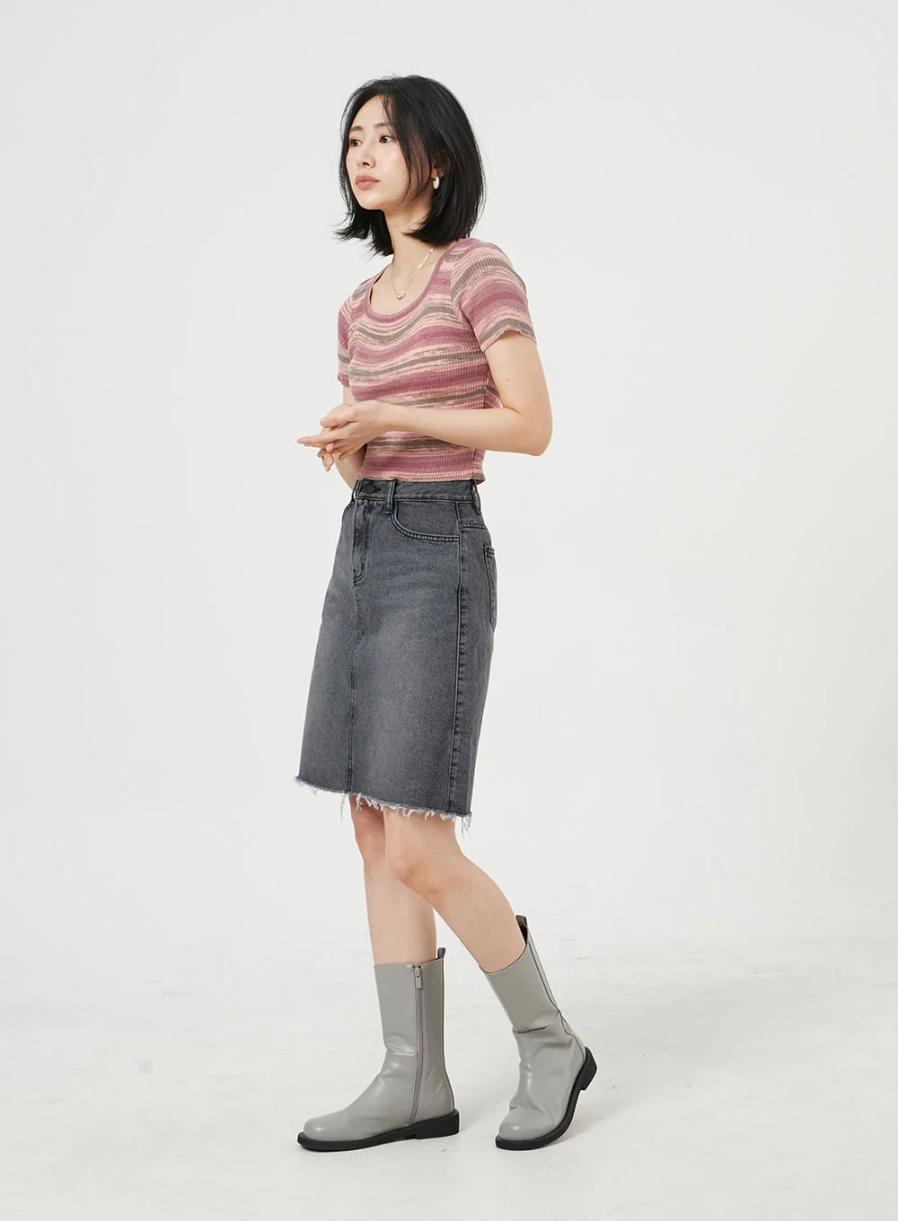 Midi Denim Skirt OM328 - Image 6