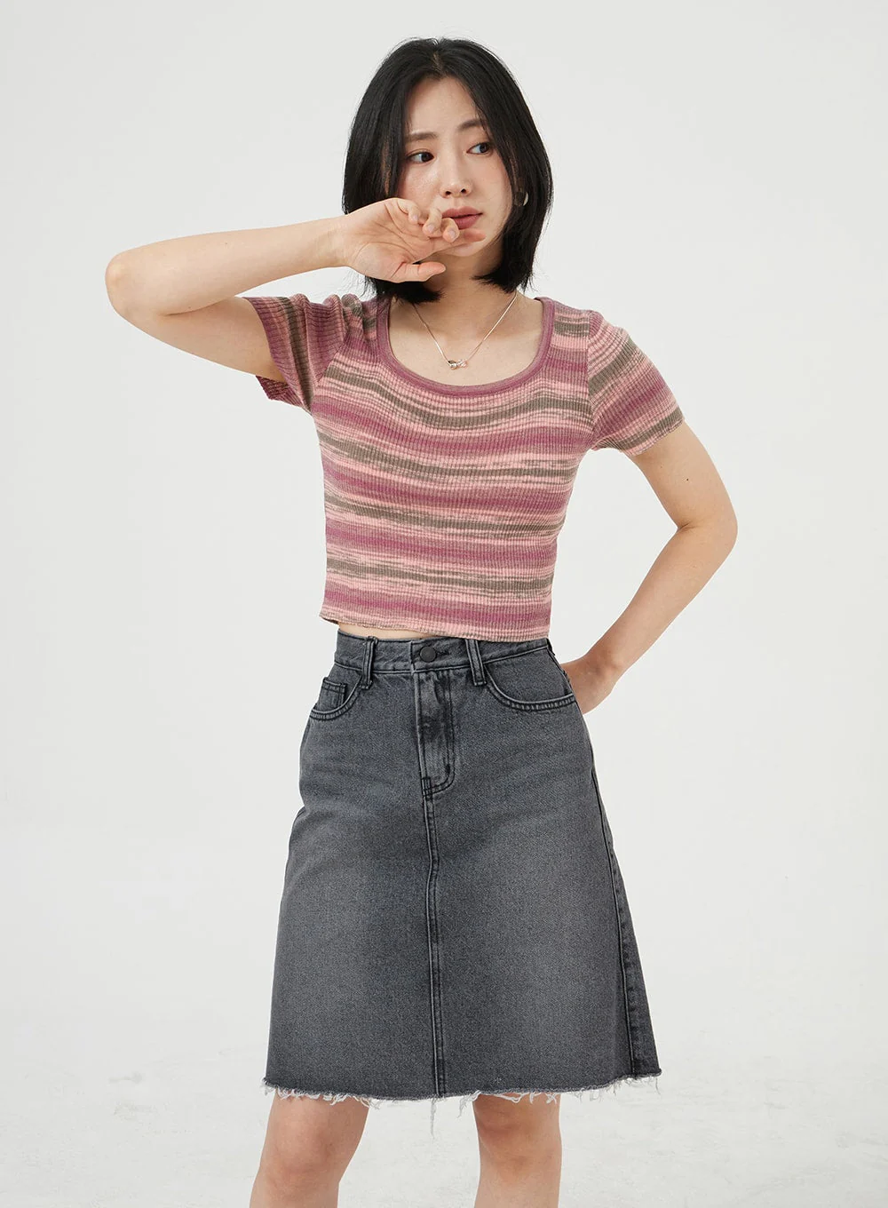Midi Denim Skirt OM328 - Image 7