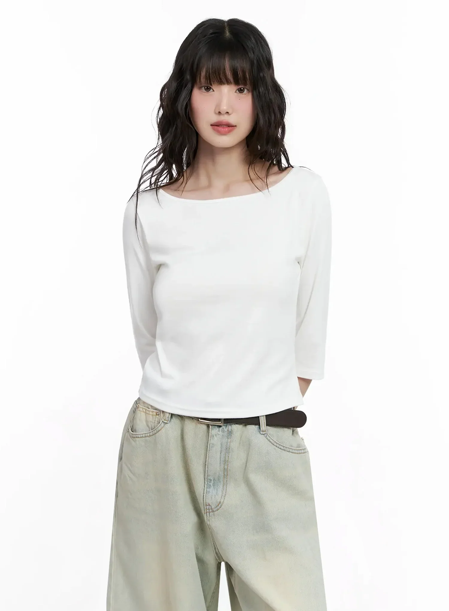 Minimalist Black Boat Neck Top IL531 - Image 10