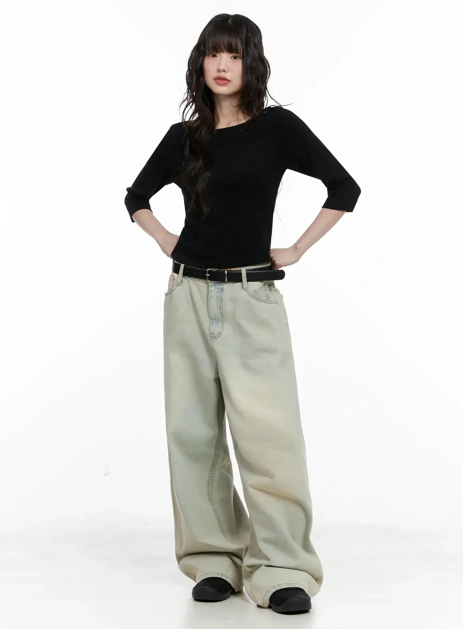 Minimalist Black Boat Neck Top IL531 - Image 11
