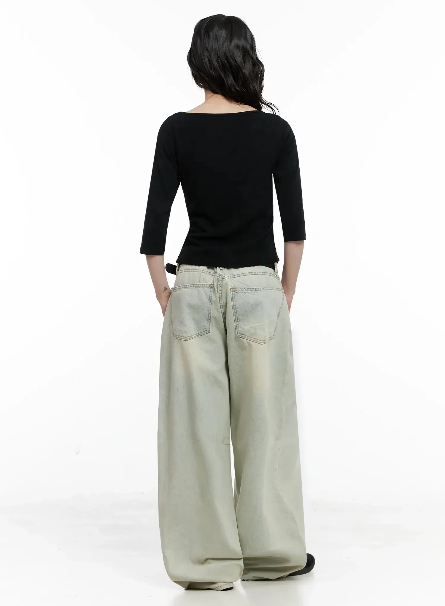 Minimalist Black Boat Neck Top IL531 - Image 14