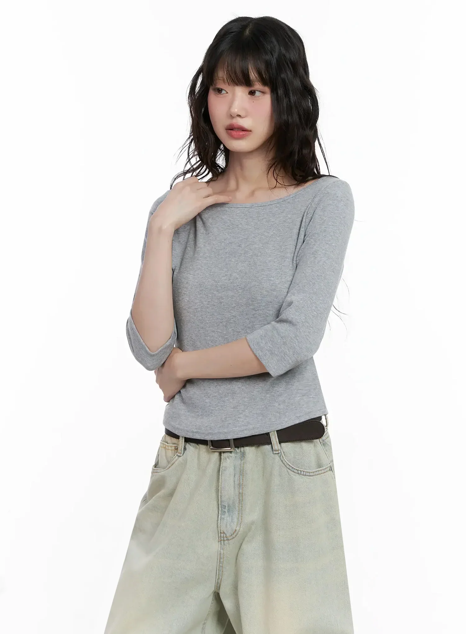 Minimalist Black Boat Neck Top IL531 - Image 19