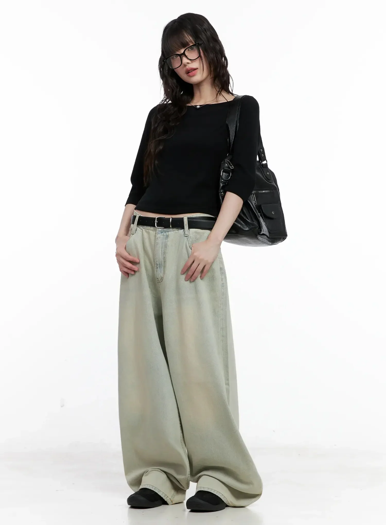 Minimalist Black Boat Neck Top IL531 - Image 2
