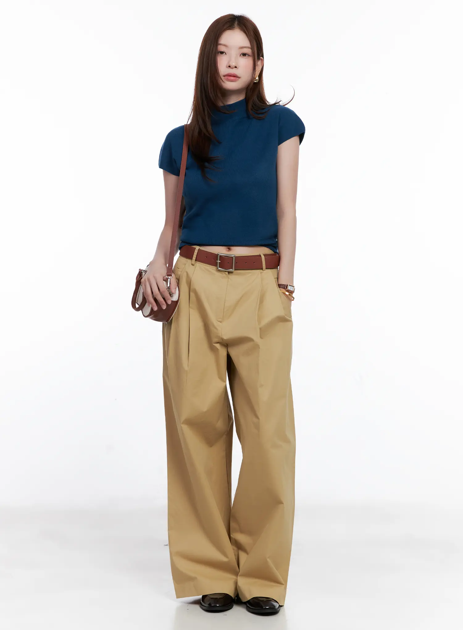 Mock Neck Short Sleeve Knit Top CG520 - Image 3