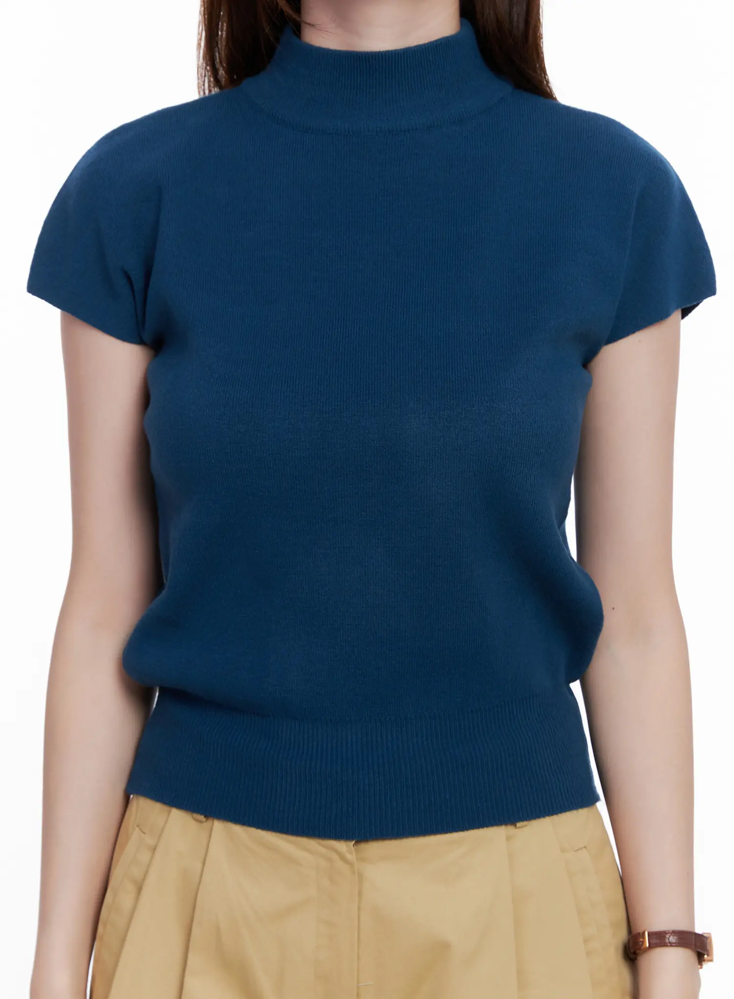 Mock Neck Short Sleeve Knit Top CG520 - Image 4