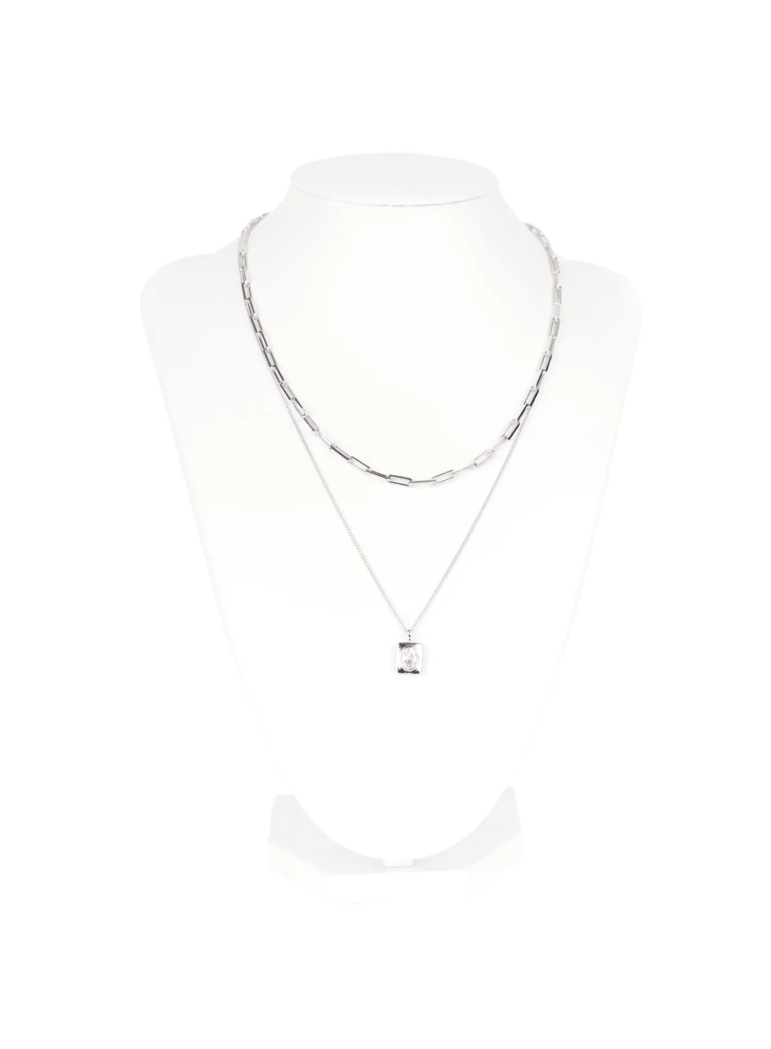 Modern Layered Square Pendant Necklace CA527 - Image 5