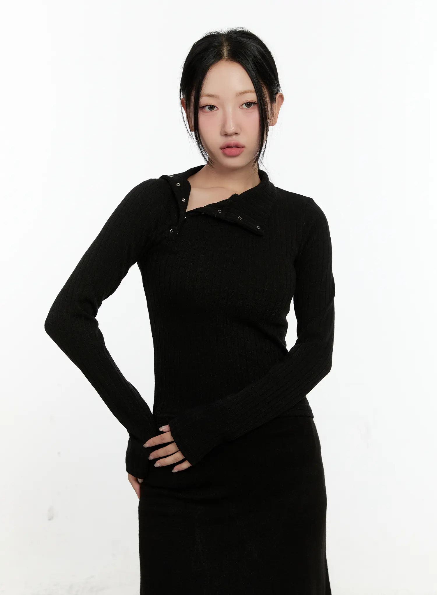 Mono Asymmetric Snap Turtleneck Top CN505 - Image 10