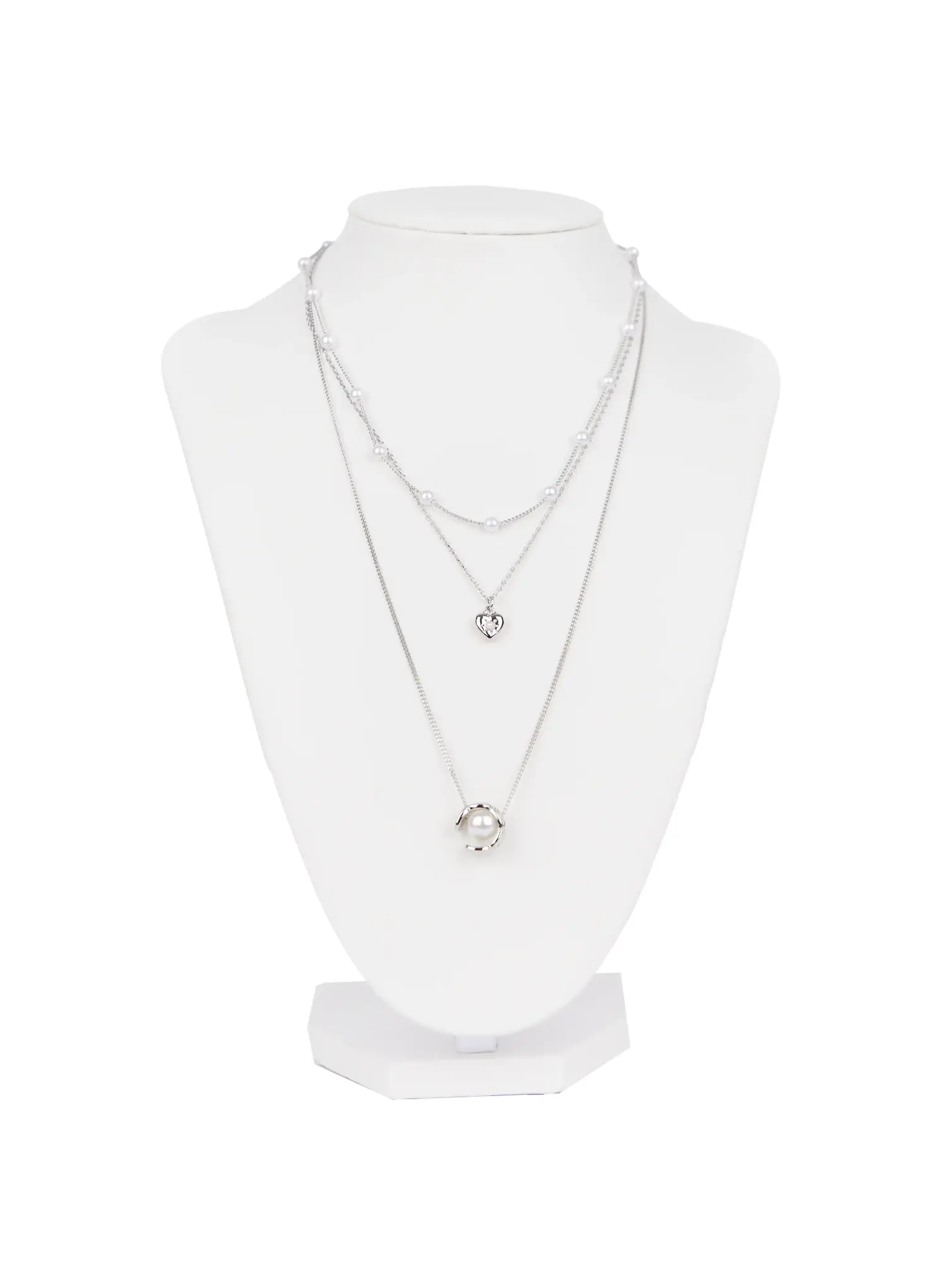 Multi-Strand Faux-Pearl Detail Layered Necklace IN510 - Image 4