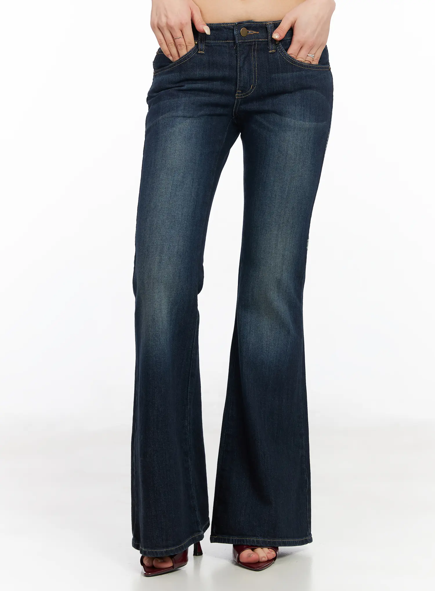 Navy Low Rise Bootcut Jeans CM517 - Image 2