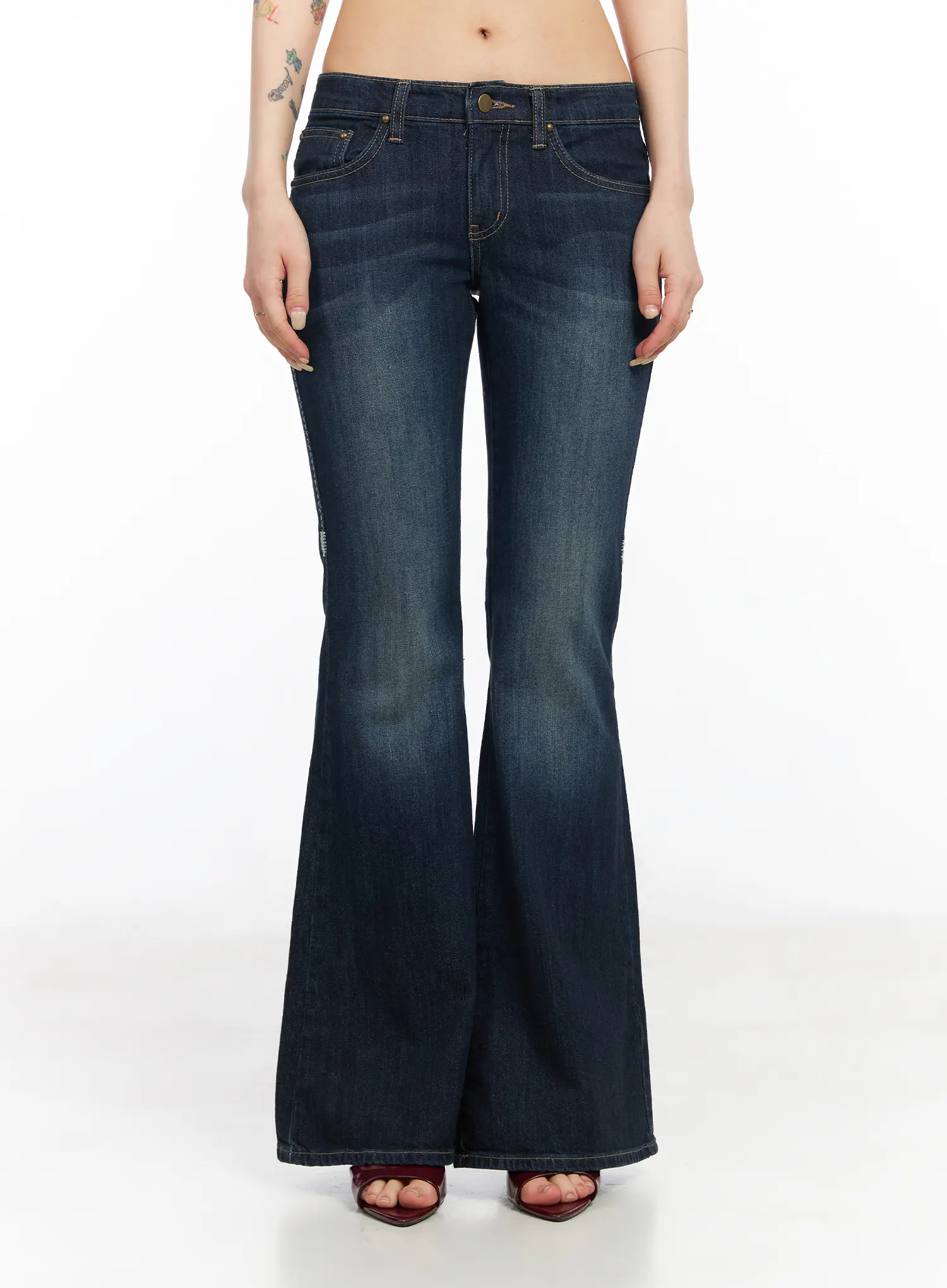 Navy Low Rise Bootcut Jeans CM517 - Image 9