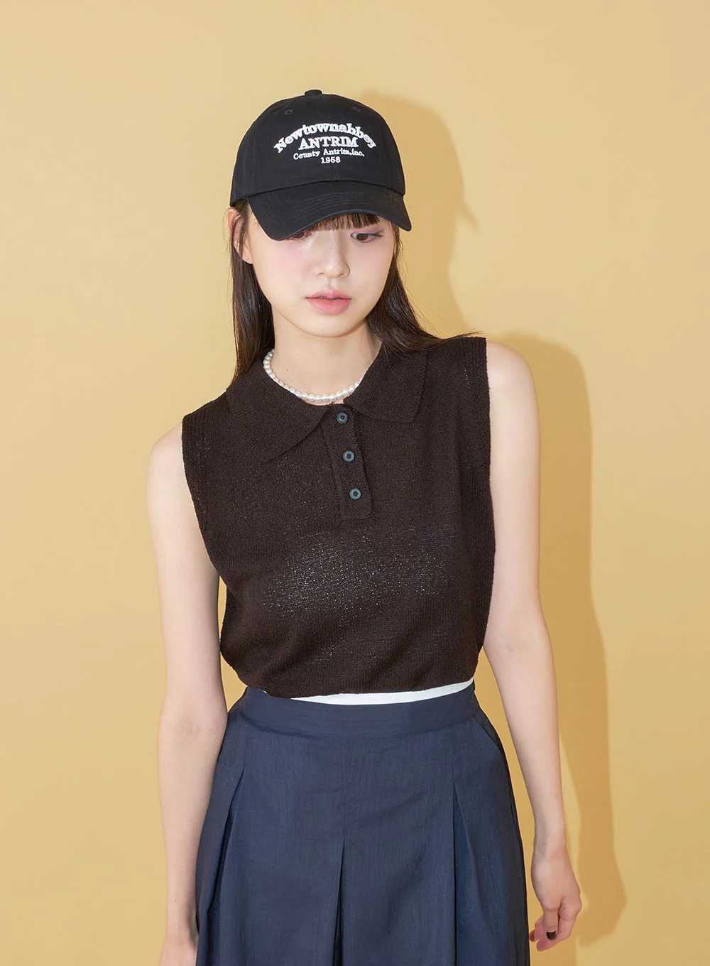 New Town Lettered Cotton Baseball Cap OU13