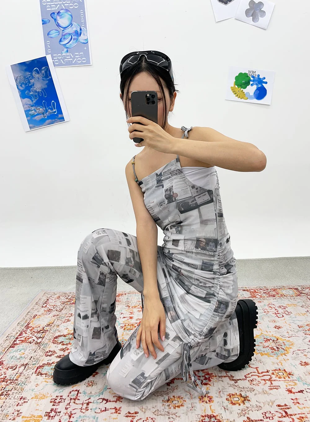 Newspaper Print Pants CY308 - Image 3