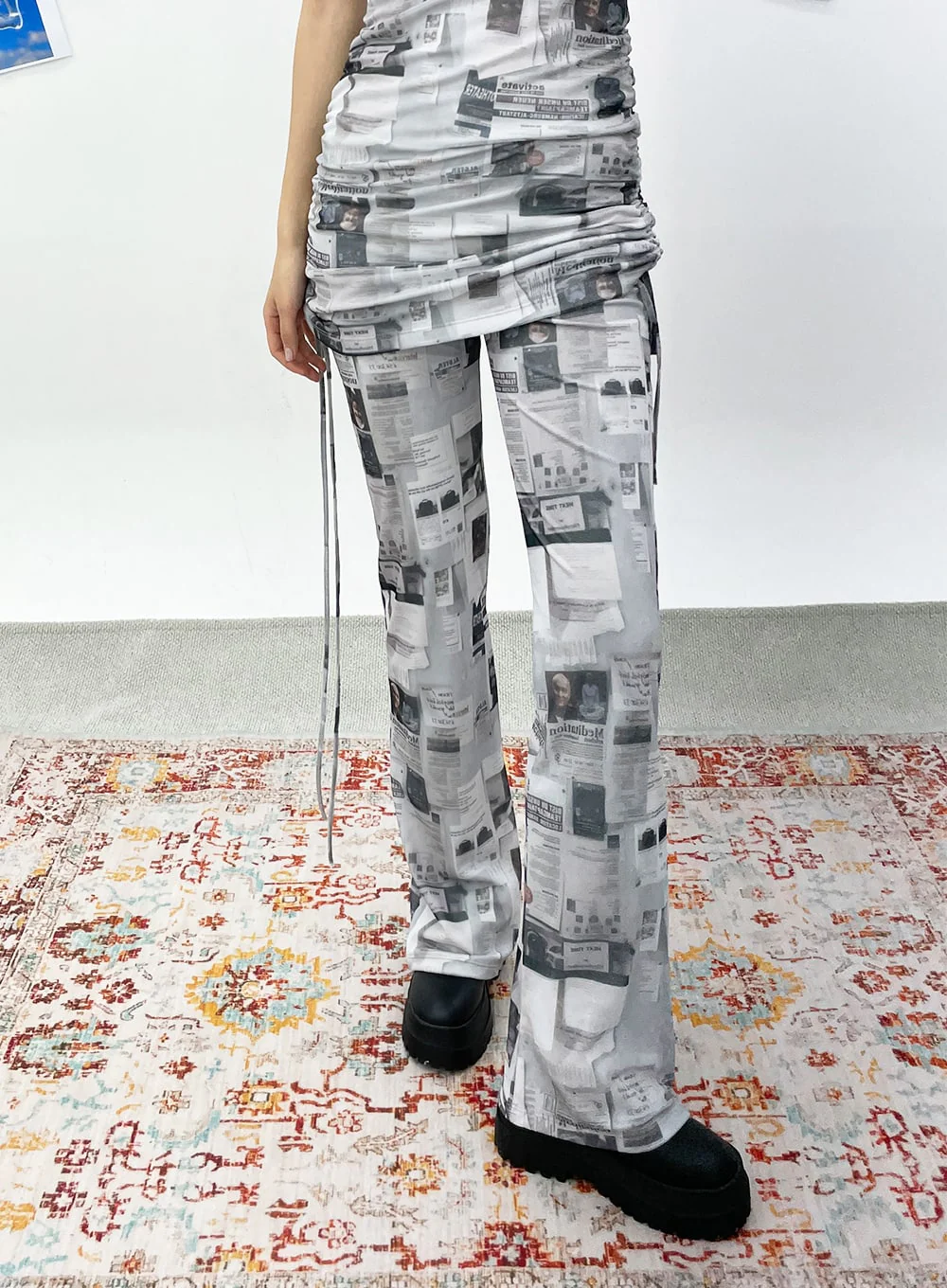 Newspaper Print Pants CY308 - Image 8