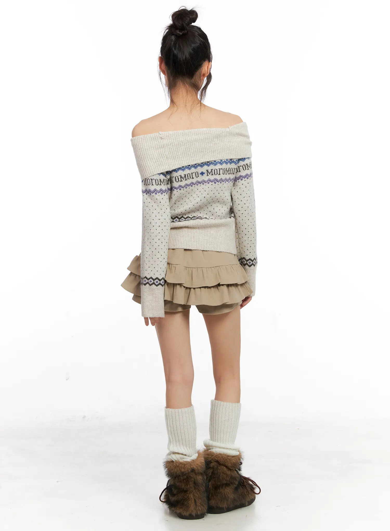 Nordic Off-Shoulder Knit Sweater CN520 - Image 5