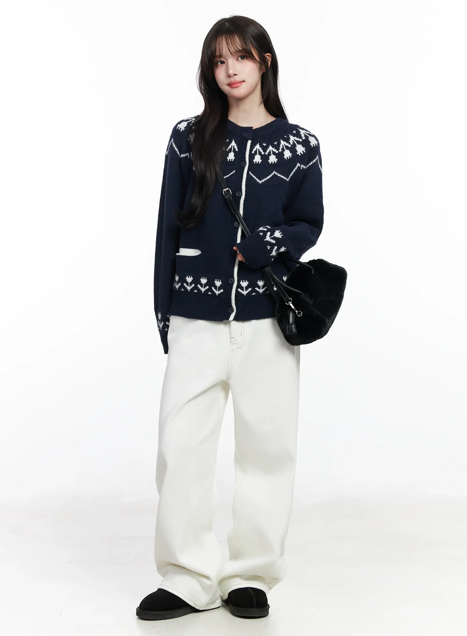 Nordic Pattern Button-Up Knit Cardigan IJ529 - Image 10