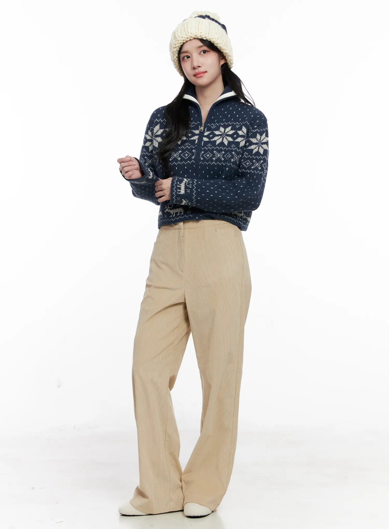 Nordic Zip-Up Knit Cardigan CO524 - Image 3
