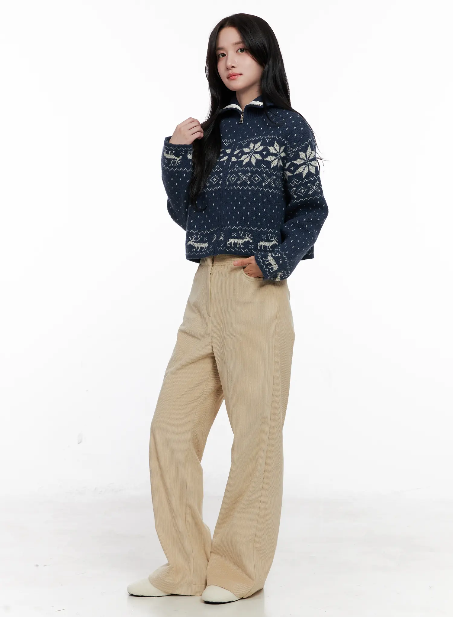 Nordic Zip-Up Knit Cardigan CO524 - Image 4