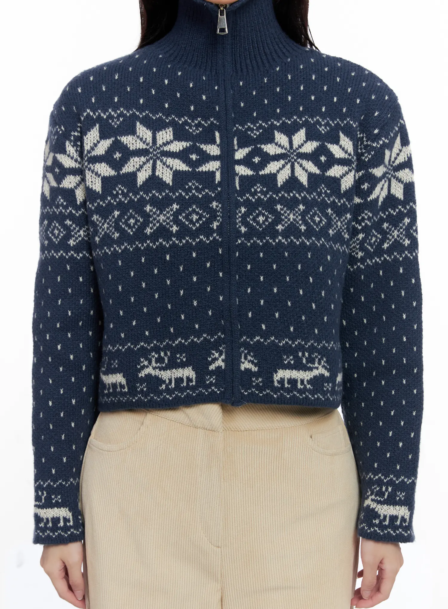 Nordic Zip-Up Knit Cardigan CO524 - Image 7