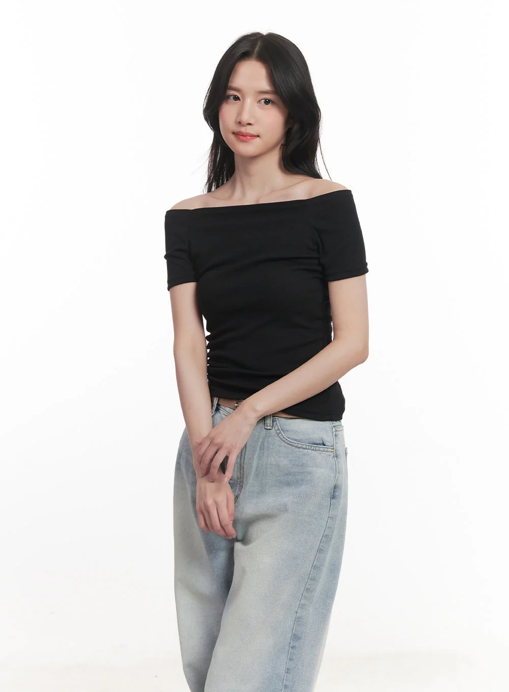 Off-Shoulder Cropped T-Shirt CA510 - Image 11