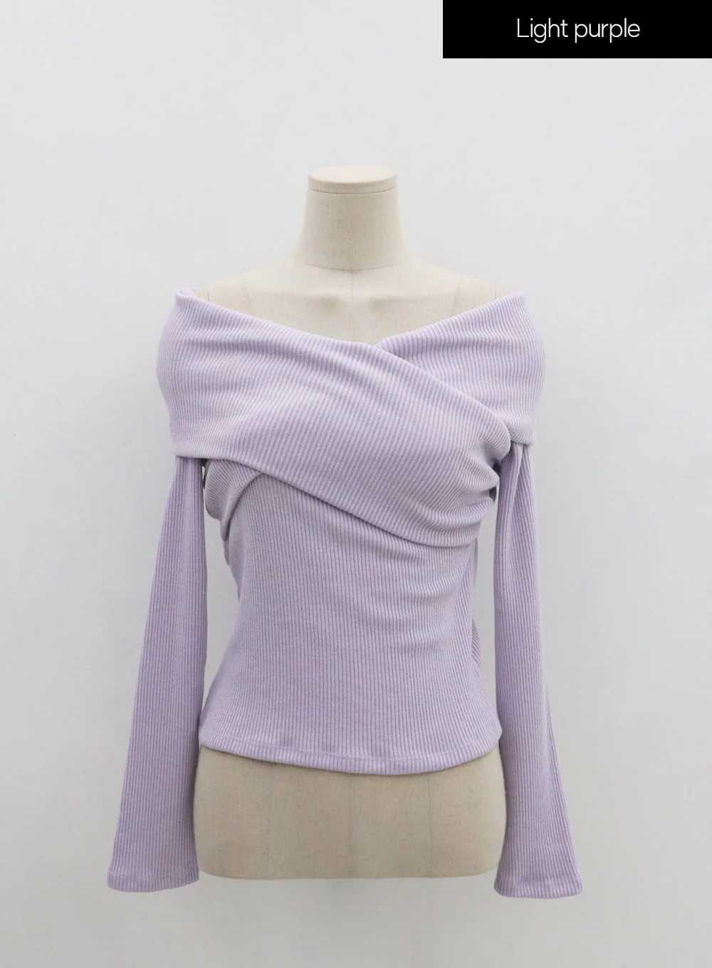 Off-Shoulder Cross Knit Long Sleeve T-Shirt IN07 - Image 16
