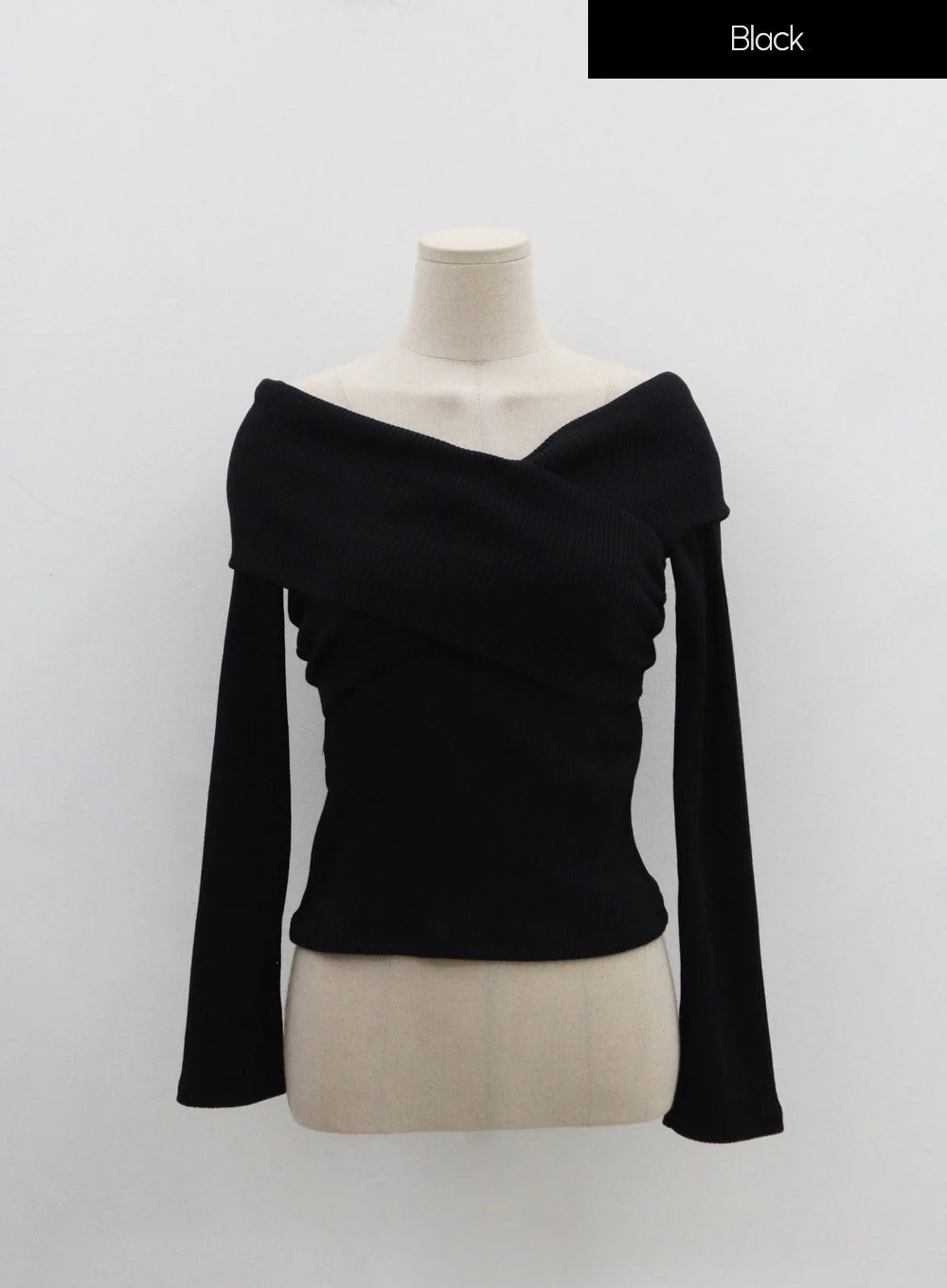 Off-Shoulder Cross Knit Long Sleeve T-Shirt IN07 - Image 17