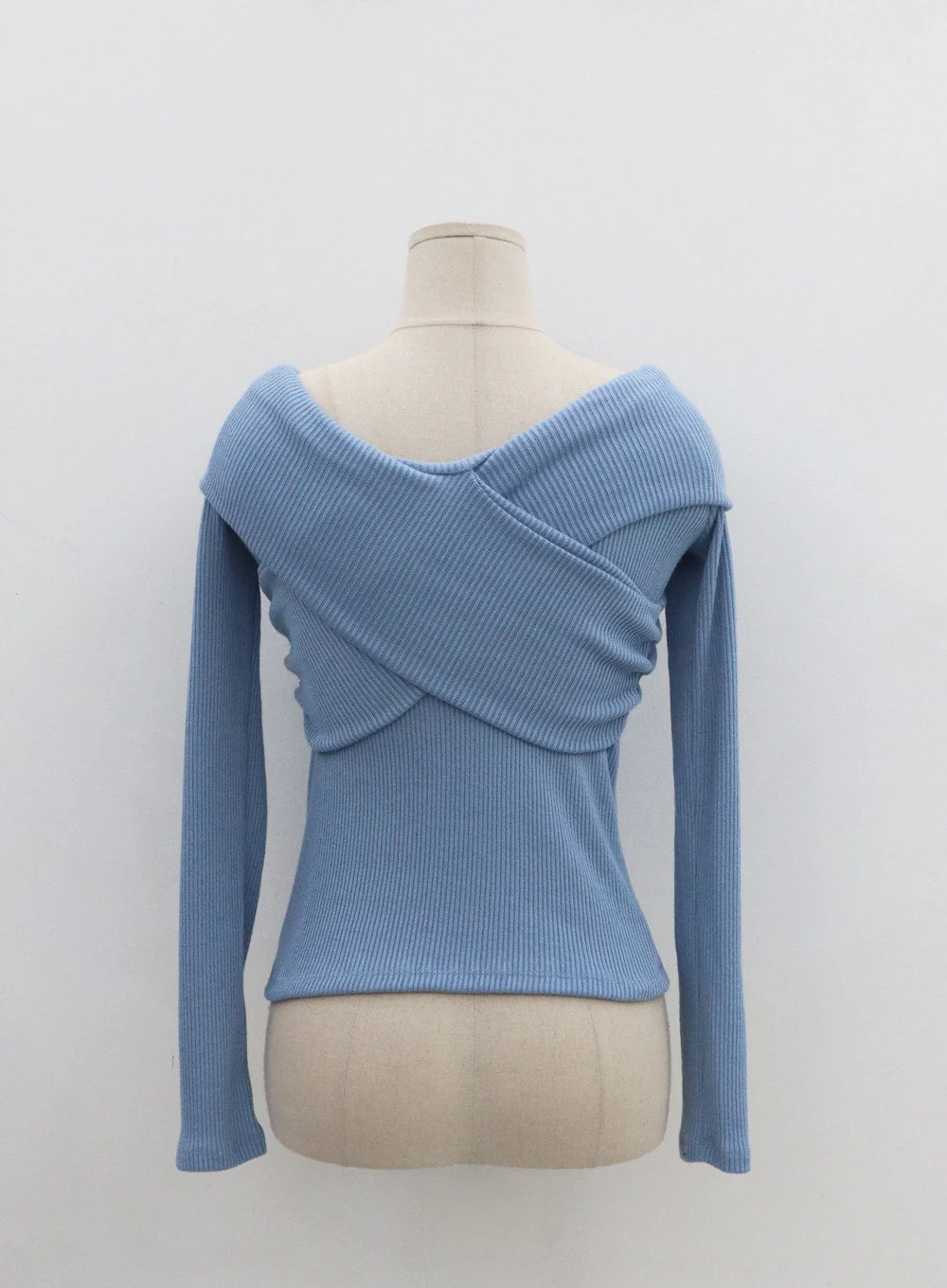 Off-Shoulder Cross Knit Long Sleeve T-Shirt IN07 - Image 19