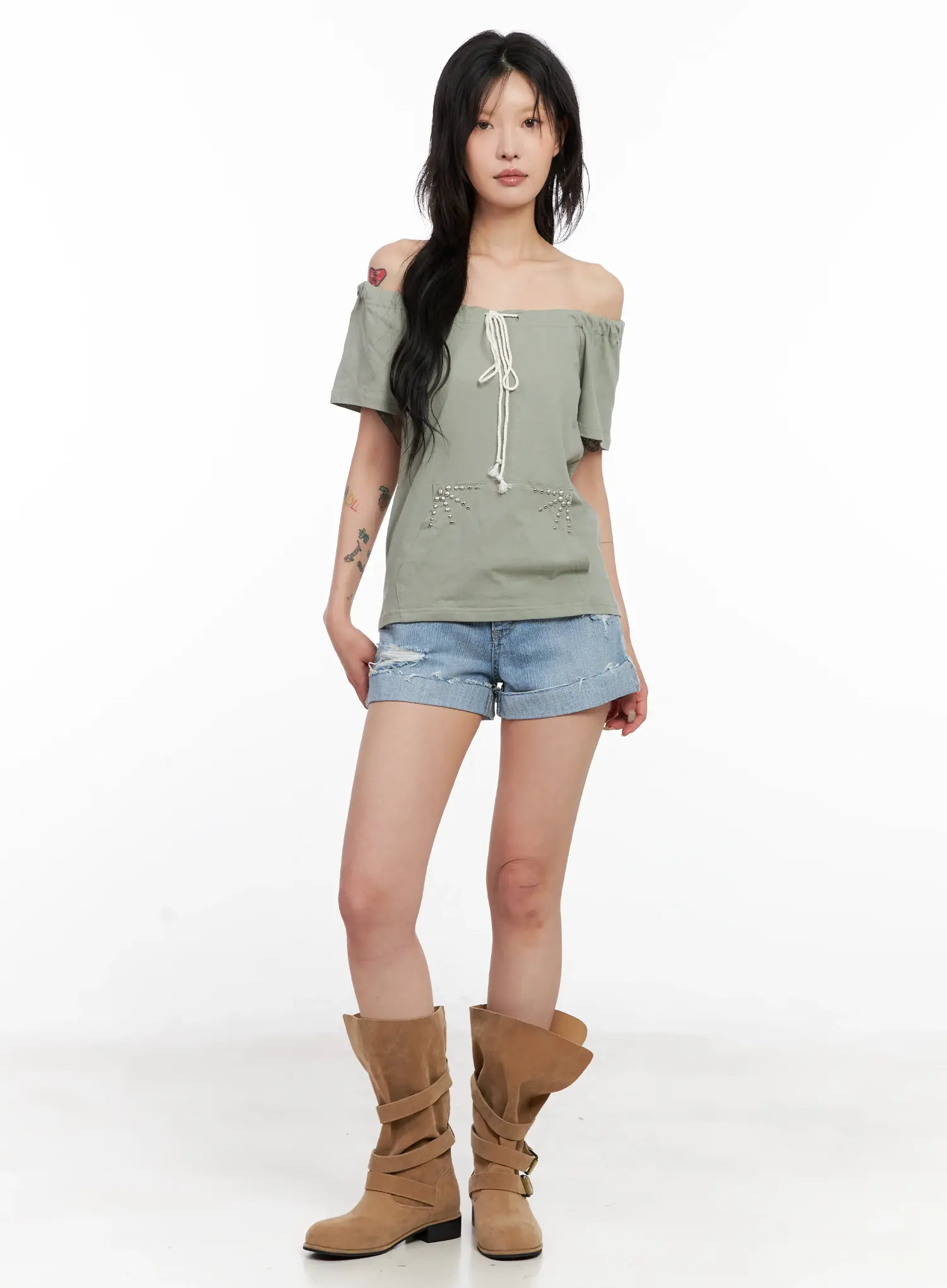 Off-Shoulder Drawstring Top CL528 - Image 6