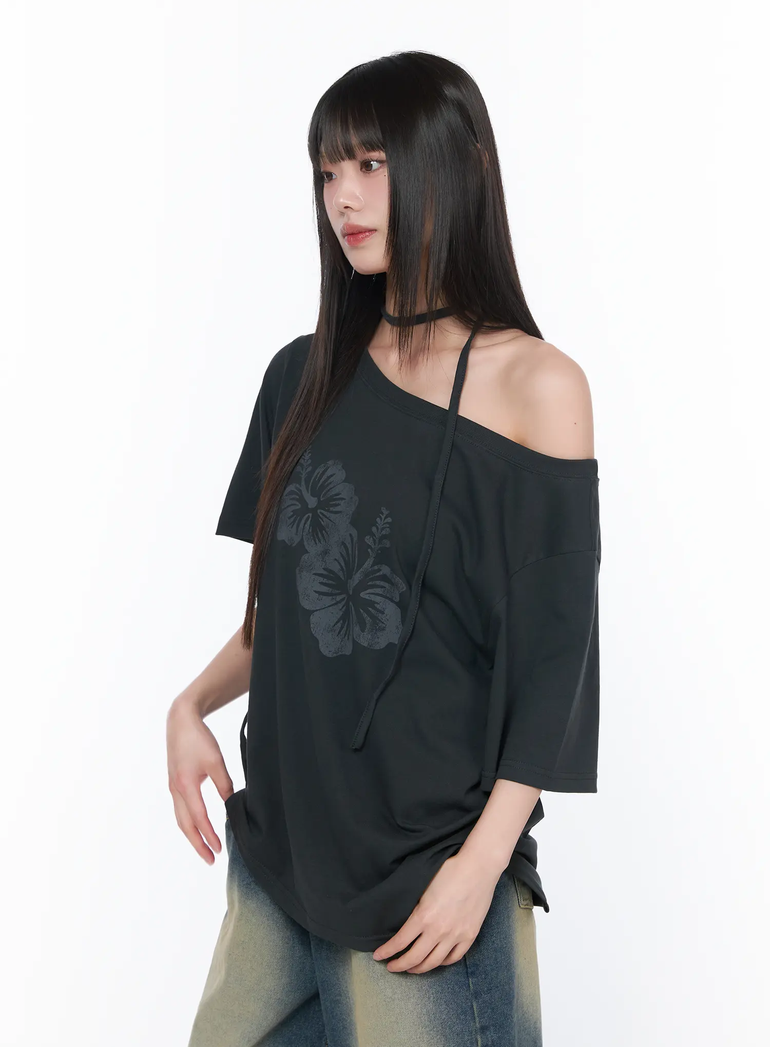 Off-Shoulder Floral Print Tee CA530 - Image 11