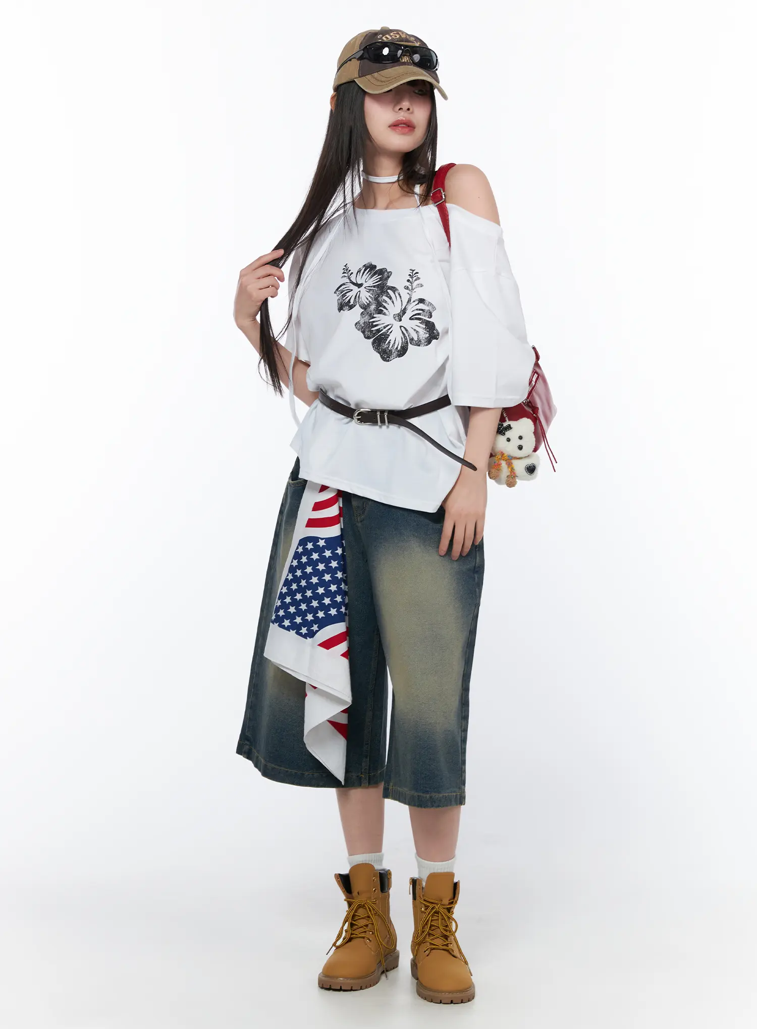 Off-Shoulder Floral Print Tee CA530 - Image 3