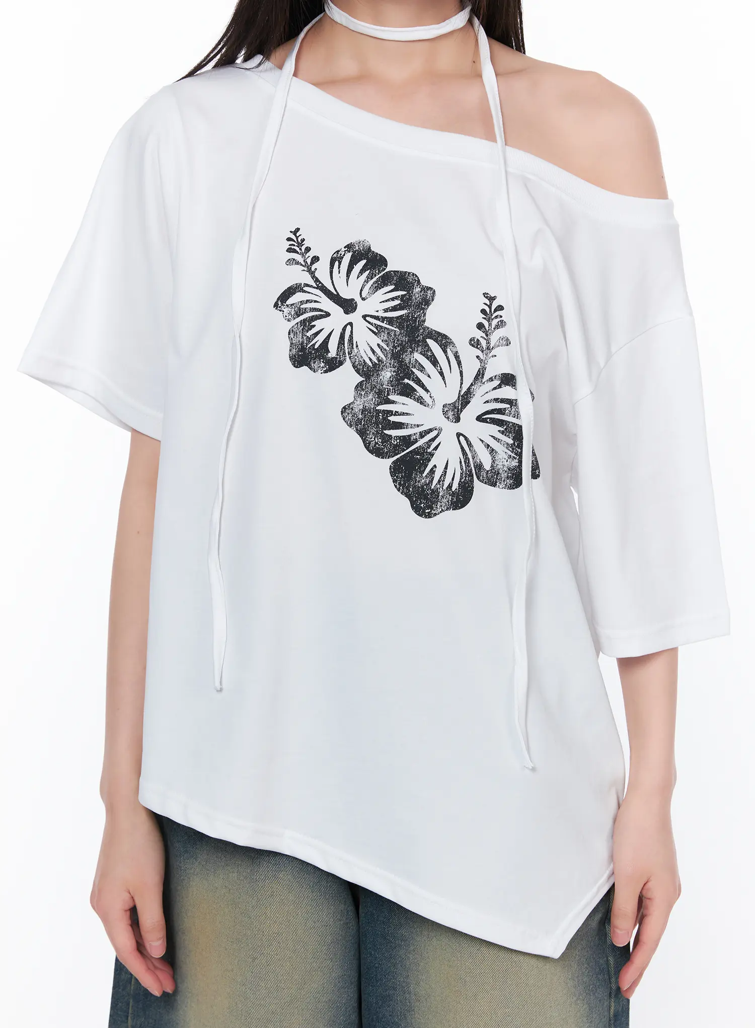 Off-Shoulder Floral Print Tee CA530 - Image 4