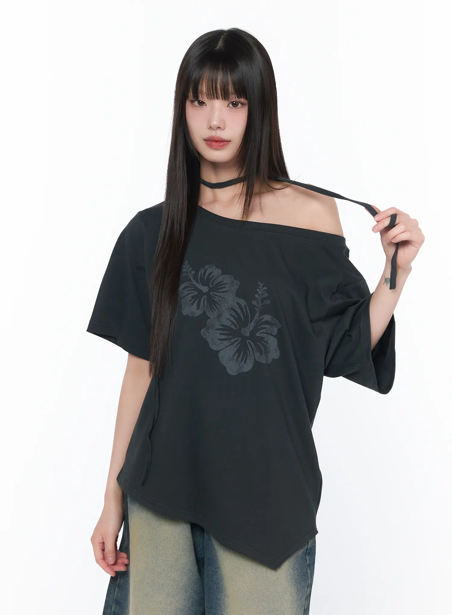 Off-Shoulder Floral Print Tee CA530 - Image 6