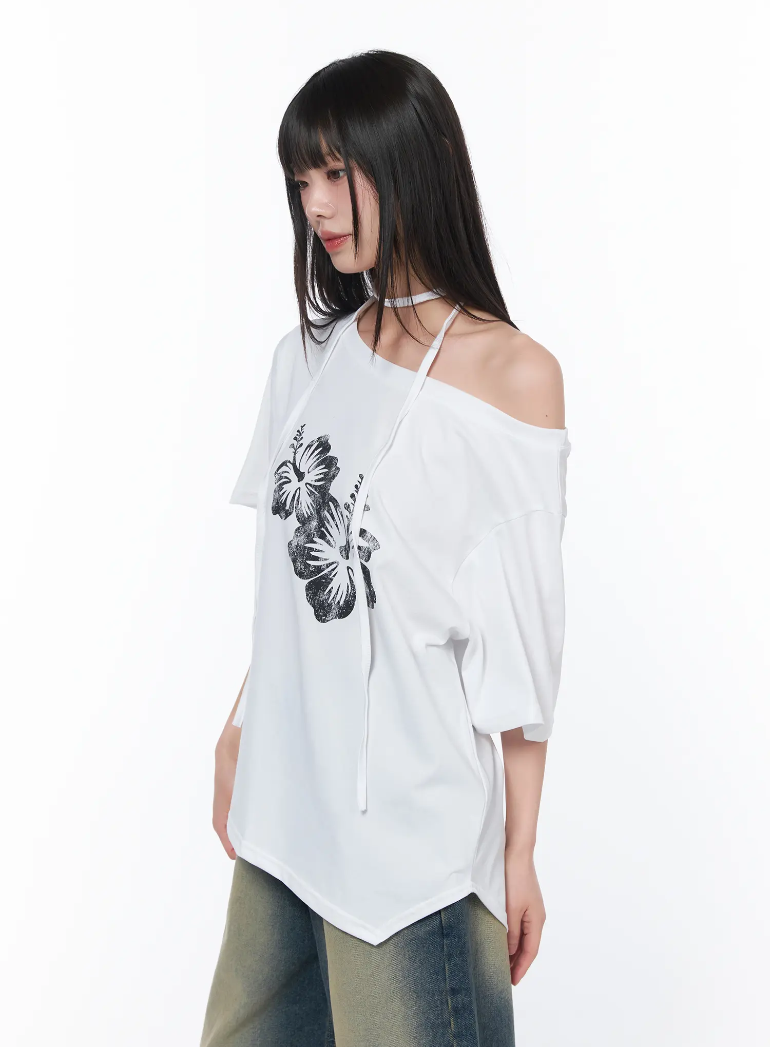 Off-Shoulder Floral Print Tee CA530 - Image 8