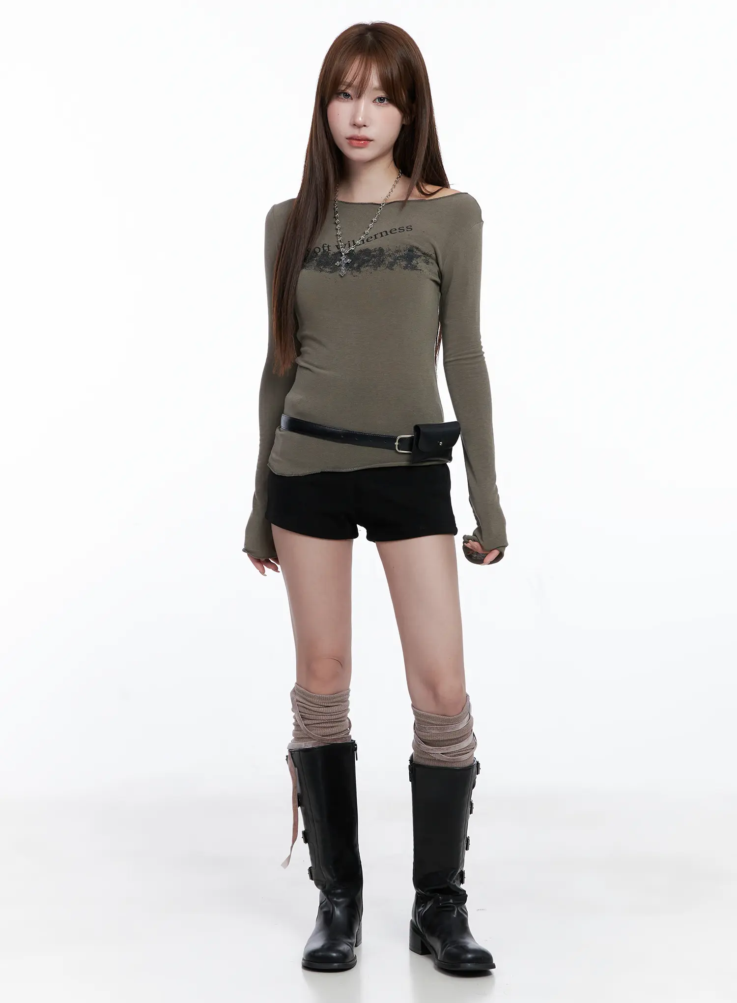 Off-Shoulder Graphic Long Sleeve Top CG529 - Image 2