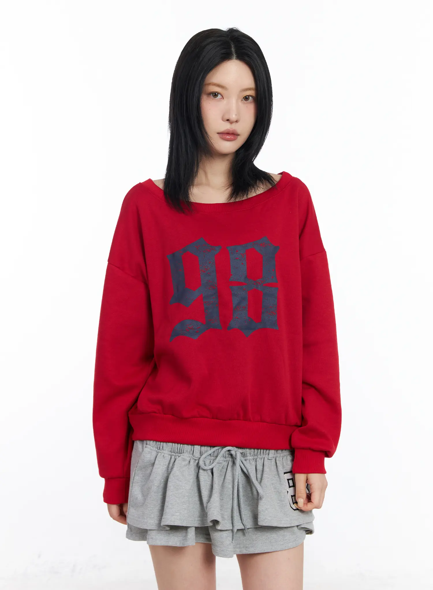 Off-Shoulder Graphic Sweatshirt CF518 - Image 13