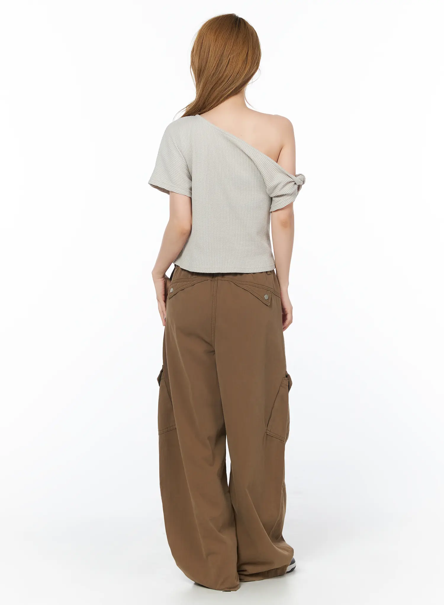 Off-Shoulder Graphic Waffle Tee CY506 - Image 5