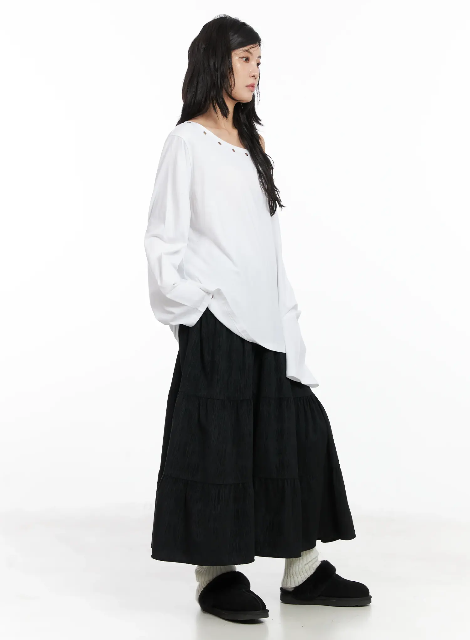 Off-Shoulder Grommet Long Sleeve Top CD502 - Image 6