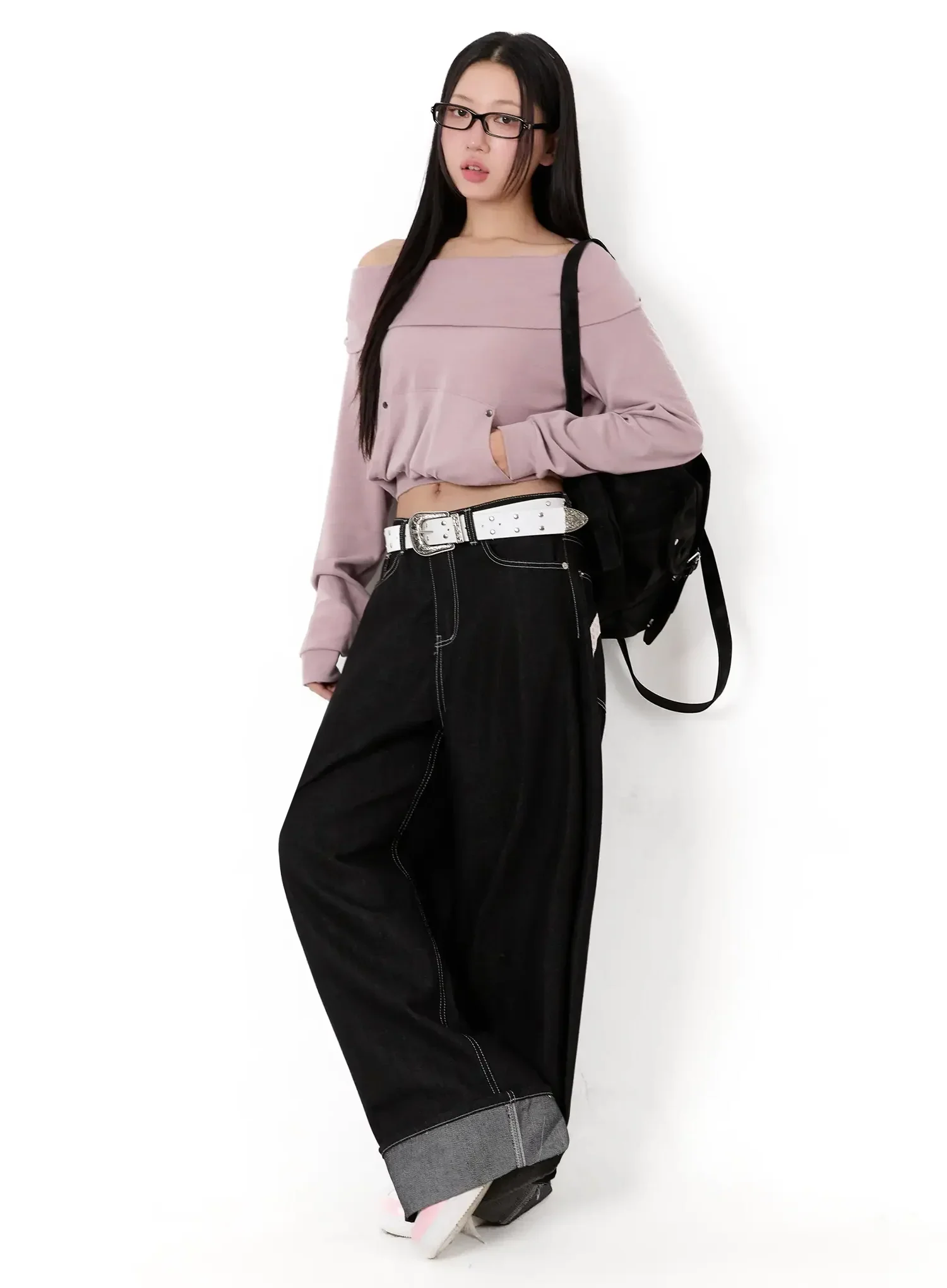 Off-Shoulder Hooded Sweatshirt IM513 - Image 12