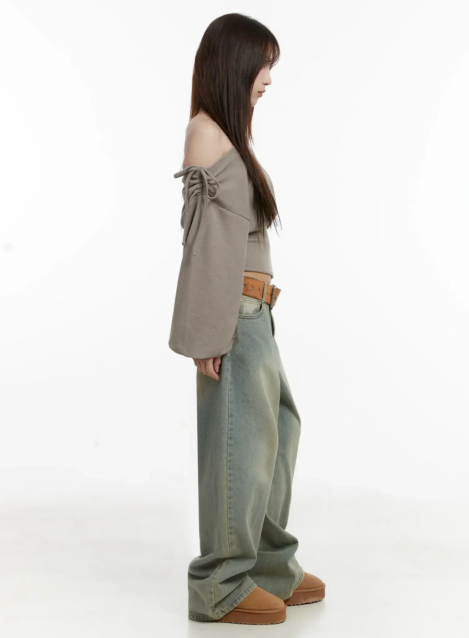 Off-Shoulder Knit Sweatshirt IJ521 - Image 10