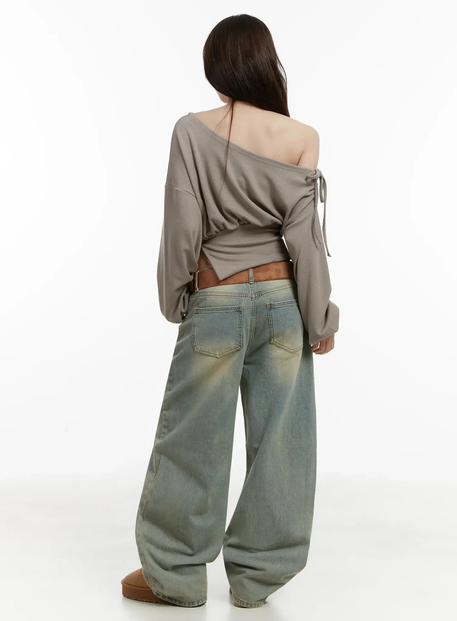 Off-Shoulder Knit Sweatshirt IJ521 - Image 11