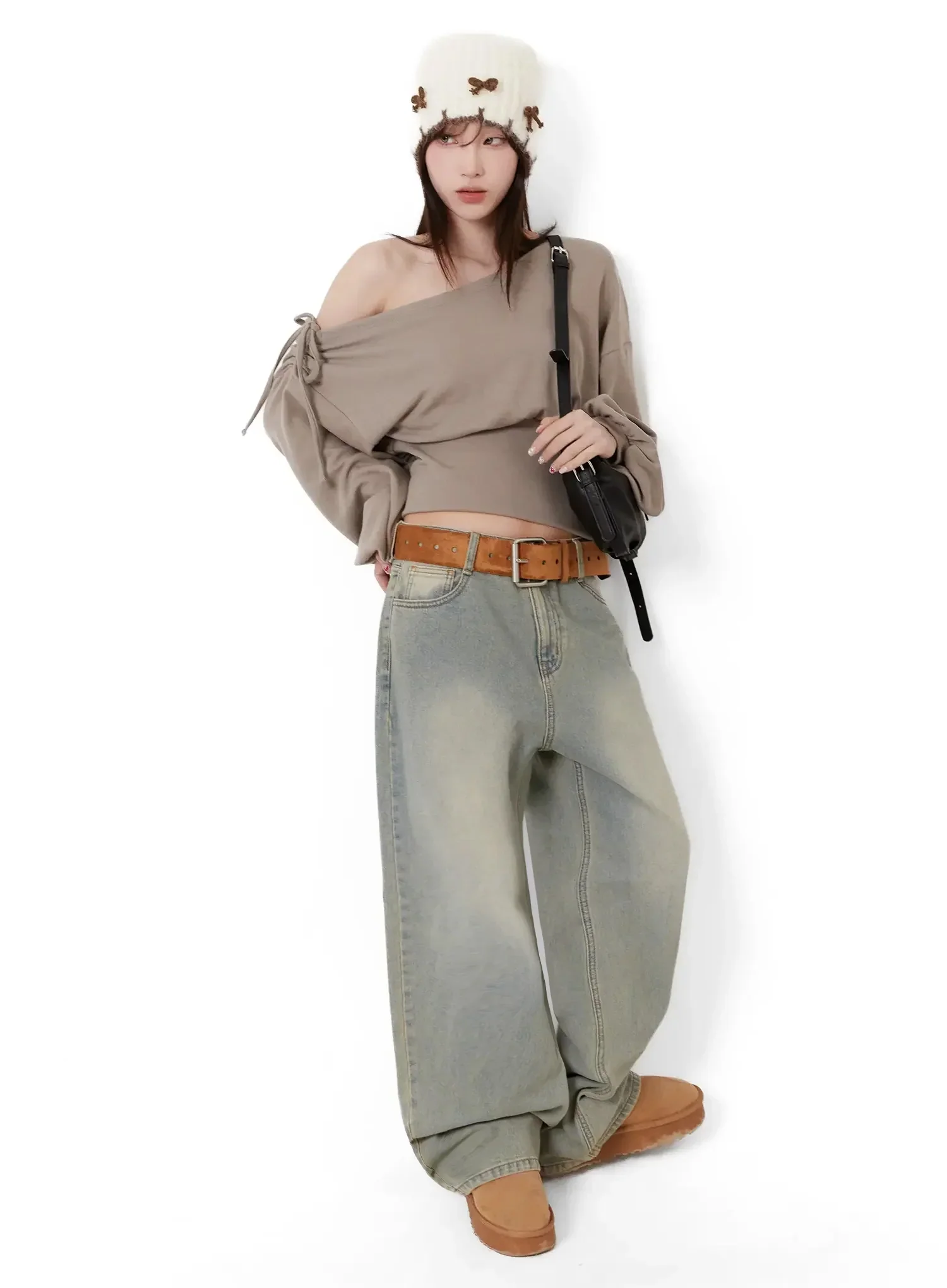 Off-Shoulder Knit Sweatshirt IJ521 - Image 13
