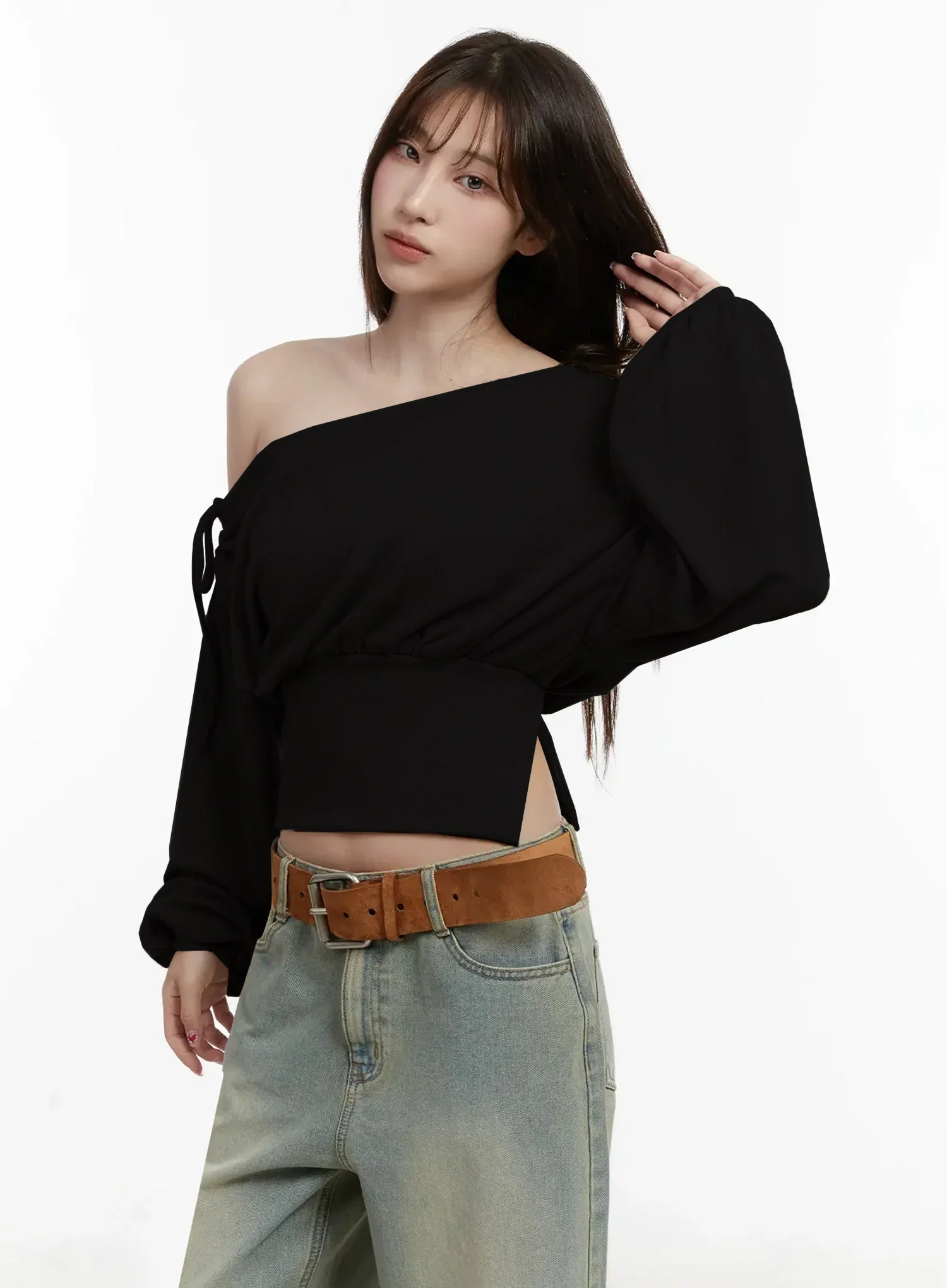 Off-Shoulder Knit Sweatshirt IJ521 - Image 16
