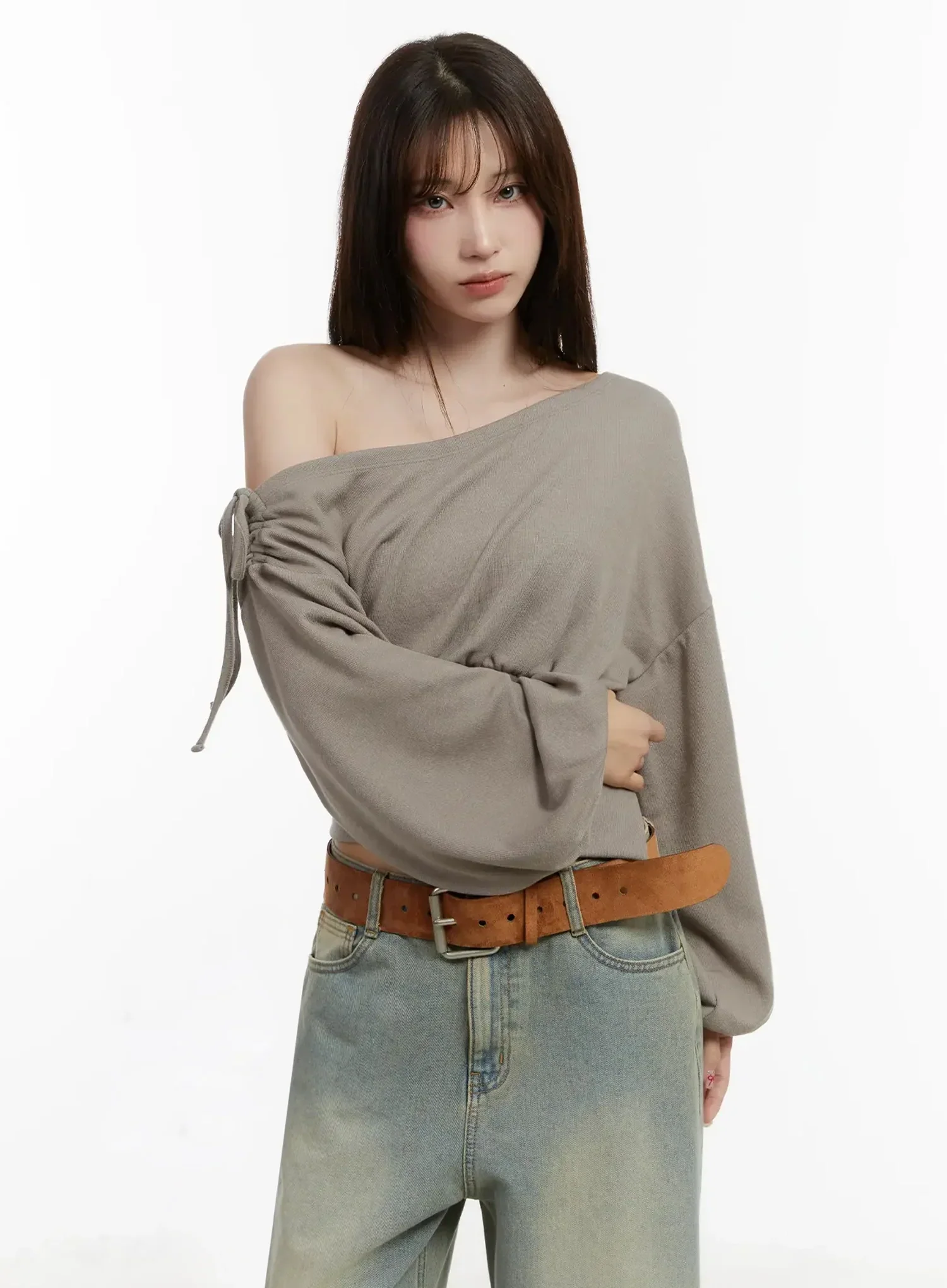 Off-Shoulder Knit Sweatshirt IJ521 - Image 5