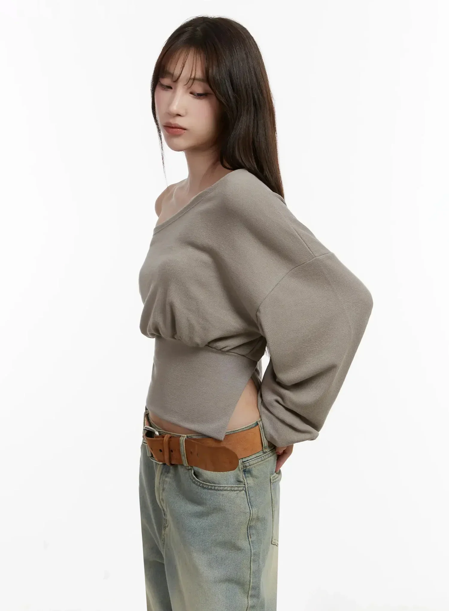 Off-Shoulder Knit Sweatshirt IJ521 - Image 6