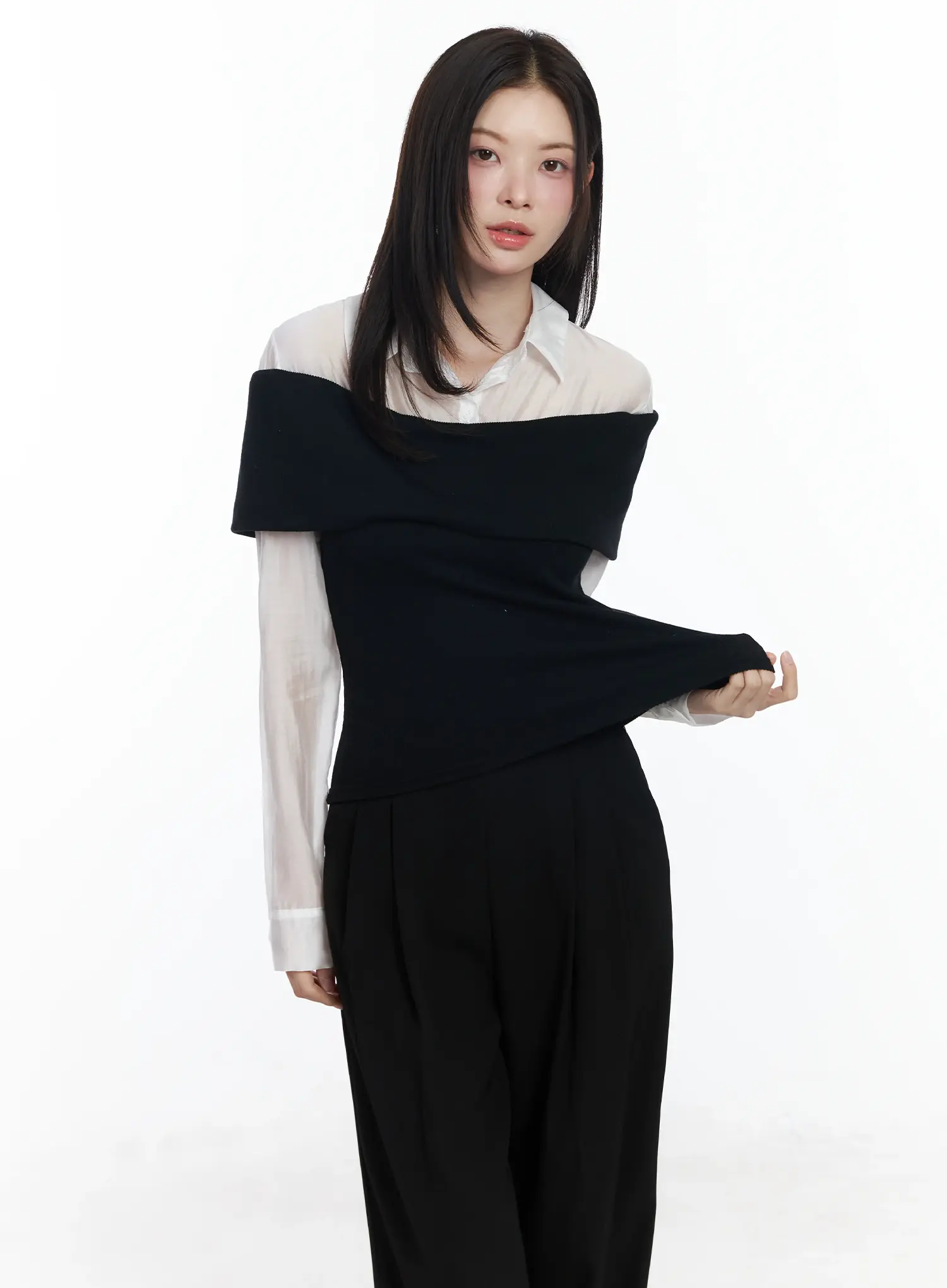 Off-Shoulder Knit Top IF520 - Image 10